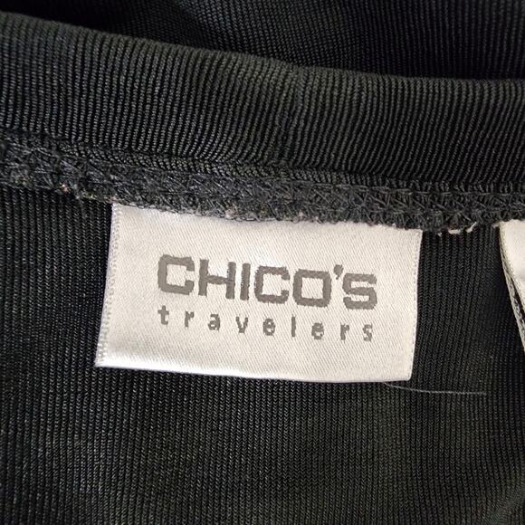 Chico’s Travelers Women Cardigan Open Front Black Size Medium Long Sleeve Slinky - Picture 6 of 8